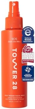 Tower 28 SOS Daily Rescue Facial Spray for Sensitive Skin, Hypochlorous Acid Spray Helps Reduce Redness and Breakouts, Full Size Toner for Face, 4 FL Oz