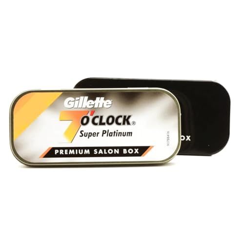 100 7 O'clock Super Platinum Double Edge Safety Razor Blades (20x5) - AKA 7'Oclock Black - Premium Blades on Display Card