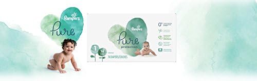 Pampers Diapers Newborn/Size 1 (8-14 lb), Pure Protection Disposable Baby Diapers, Hypoallergenic and Unscented Protection, Super Pack (Old Version), Size 1, 74 Count