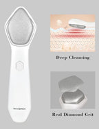 NEWDERMO Microdermabrasion Machine Pro, Large Diamond Electric Microdermabrasion Wand Tool With Red Light Therapy & 3 Levels Frequency for Face Body Exfoliate Skin Care(White)