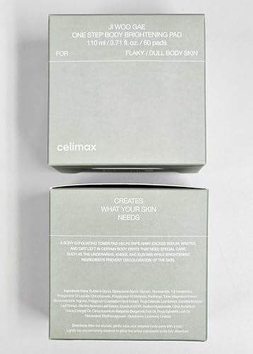 celimax Ji.Woo.Gae ONE STEP Body Brightening Pad | Exfoliating Pad for Body, For Armpit Under Arm, Knee & Elbow, with Green Tea & White Truffle,110ml (60 pads)