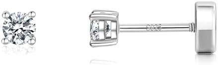 14K Gold Plated 925 Sterling Silver Moissanite Stud Flat Back Earrings for Women 0.06ct-2ct DF Color Brilliant Round Cut Lab Created Diamond Earrings | Jewelry Gifts