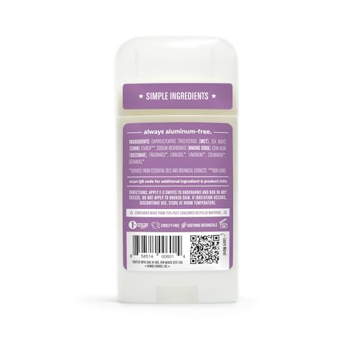 HUMBLE BRANDS Original Formula Aluminum-free Deodorant. Long Lasting Odor Control with Baking Soda and Essential Oils, Full and Travel Size, Mountain Lavender