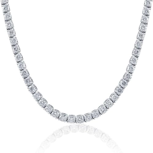 Drizzle Jewels 23Ct TW Round Cut Lab Created Diamond Tennis Necklace 14K White Gold 18" Color D-F, Clarity Men's Women's Tennis Necklace (22, White)