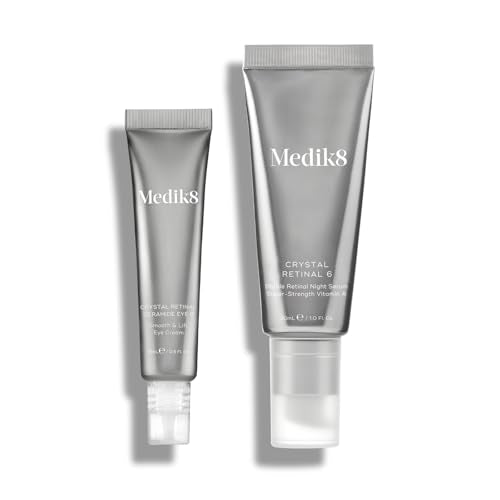 Medik8 Nighttime Renew Duo - Crystal Retinal 6, Crystal Retinal Ceramide Eye 6 - Firming Face Serum - Smoothing, Lifting Eye Cream - 2 pc