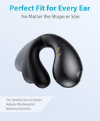 Ultra Open Ear Earbuds - Ergonomic Clip-On Earbuds, Bone Conduction Over-The-Ear Headphones with Waterproof Design and Secure Fit for Small Ears, Obsidian Black