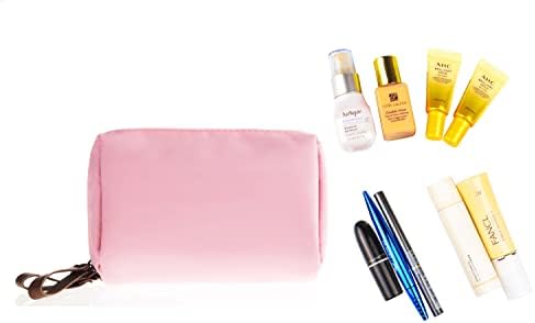 Small Makeup Bag, Portable Waterproof Cosmetic Bag Travel Makeup Pouch for Women (Pink, Square)