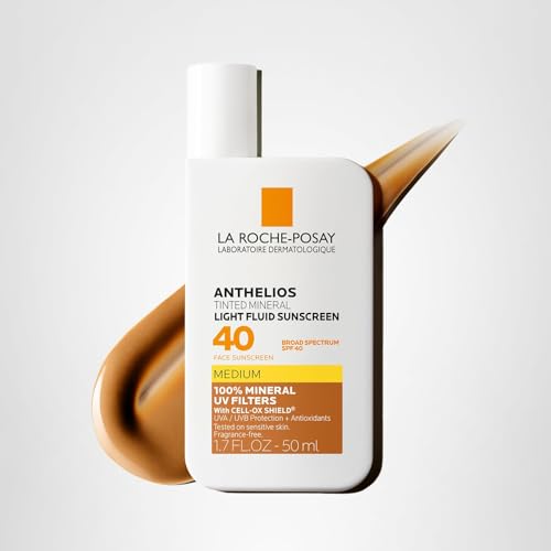 La Roche-Posay Anthelios Sunscreen SPF 40, Ultra-Light Fluid Broad Spectrum SPF 50, Face Sunscreen with Titanium Dioxide Mineral, Lightweight & Fast-Absorbing, Oil-Free, Matte Finish