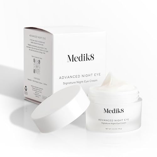 Medik8 Advanced Night Eye - Multi Peptide and Caffiene Eye Cream - Overnight Eye Cream for Smoothing Wrinkles and Dark Circles - 0.5 oz
