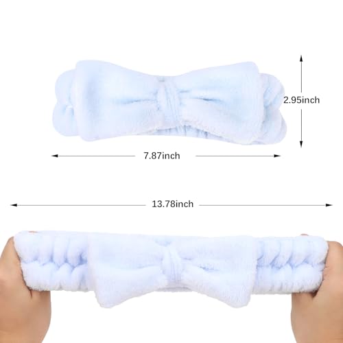 Semato Bachelorette Party Favor Set Bride Spa Headband Bride Headband and Bridesmaid Headband Skincare Headbands for Women Cute Bow Head Bands Party Supplies (Blue)