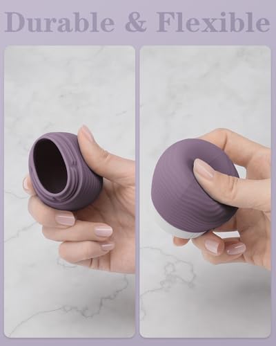 Yinke Travel Containers for Toiletries, Silicone Cream Jars, TSA Approved Travel Size Containers, Leak-proof Travel Essentials/Accessories with Lid for Cosmetic Face Body Cream(4 Pack), 50ml, Purple