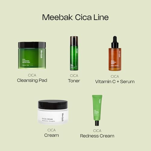 Meebak Cica Cleansing Water Pads | Makeup Remover Pads | Face Cleansing Wipes | Exfoliation Toner Pad | Hydrating & Toning for Sensitive Skin - 80ct