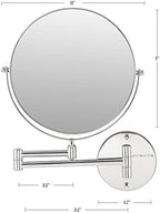 OVENTE 9" Wall Mounted Makeup Mirror with 1X/7X Magnification, Double Sided Magnifying Round Bathroom Vanity Mirror, 360° Swivel Design, Extendable and Folding Arm, Polished Chrome MNLFW90CH1X7X