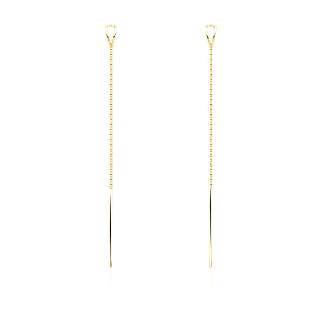 SLUYNZ 925 Sterling Silver Chain Threader Earrings Dangle for Women Teen Girls Long Dangle Earrings Line Earrings Tassel (B-Yellow)