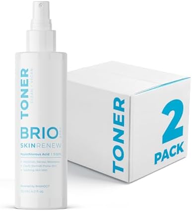 BRIOTECH Skin Renew Toner, Hypochlorous Acid Spray Topical Skin Spray for Face and Skin, Minimize Appearance of Blemishes, Soothing Mist for Redness & Bumps, 4 fl oz ea, 4 ct