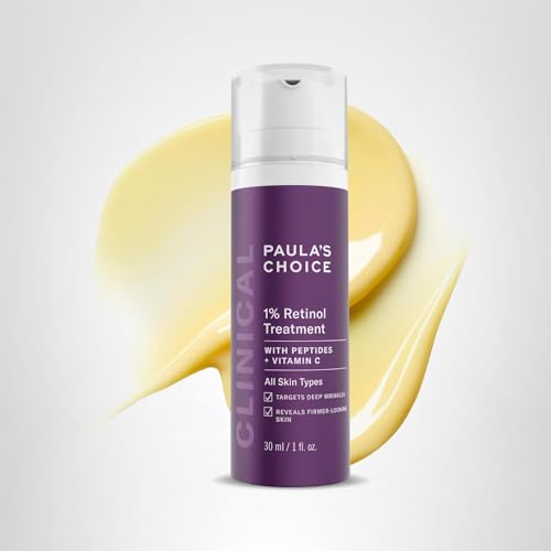 Paula's Choice CLINICAL 1% Retinol Face Treatment with Peptides, Vitamin C & Licorice Extract, Anti-Aging Skin Care Serum, Fine Lines & Wrinkles, Fragrance Free, 1 Fl Oz
