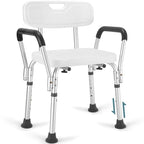 TABEKE Shower Chair for Inside Shower, Heavy Duty Shower Chair with Backrest & Padded Armrest, Height Adjustable Shower Bench, Shower Seat for Bathtub, Elderly and Disabled