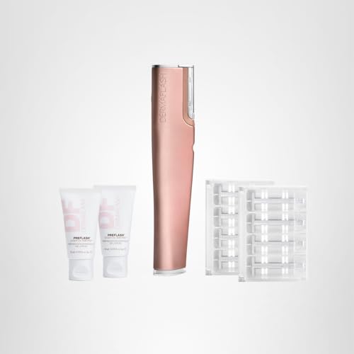 DERMAFLASH LUXE+ Sonic Dermaplaning Tool for Face Peach Fuzz Removal, Anti-Aging and Exfoliation, NEW Limited-Edition Rose Gold with Bonus FREE Refill Kit