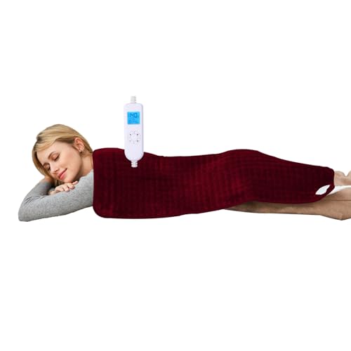 New 2023 Ambershine 45cmx85cm XXXL King Size Heating Pad with Fast-Heating Technology&10 Temperature Settings, Flannel Electric Heating Pad/Pain Relief for Back/Neck/Shoulders/Abdomen/Legs (Red)