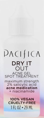 Pacifica Acne Spot Treatment Gel - Dry It Out Pimple Cream - Face Acne Cream -w/ 2% Salicylic Acid BHA & Niacinamide for Teens & Adults Vegan Clean Beauty Dermatologist Tested