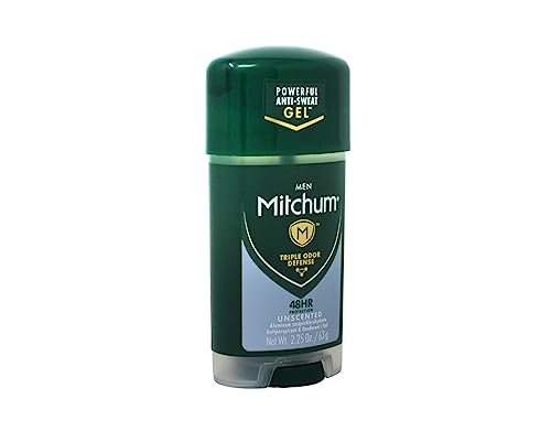 Mitchum Clear Gel Anti-Perspirant & Deodorant, Unscented for Men, 2.25 Oz (3 Pack)