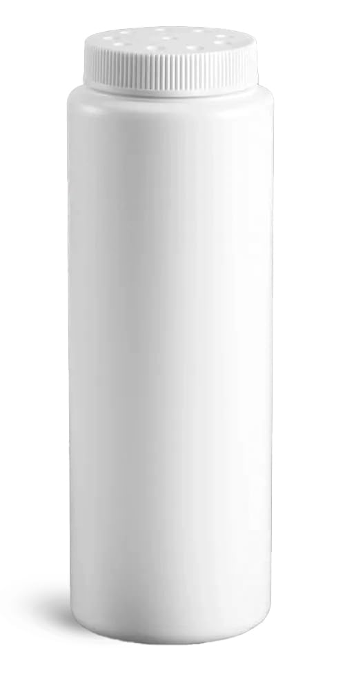 SKS Bottle & Packaging 8 Oz Plastic Powder Dispenser Bottles - White HDPE with Sifter Caps, Easy-Fill Wide Opening, Durable Construction, Ideal for Body Powders, Crafts, Cleaners, 12 Pack
