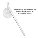 QWORK Distillation Retort, 250ml Lab Distillation Apparatus with Round Bottom and Ground Glass Stopper, for Distilling High Boiling Liquids