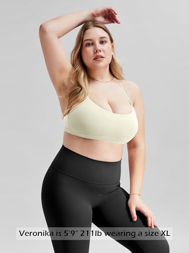 ODODOS Cloud Feeling Y Racerback Sports Bra for Women Wirefree Padded Strappy Yoga Bra