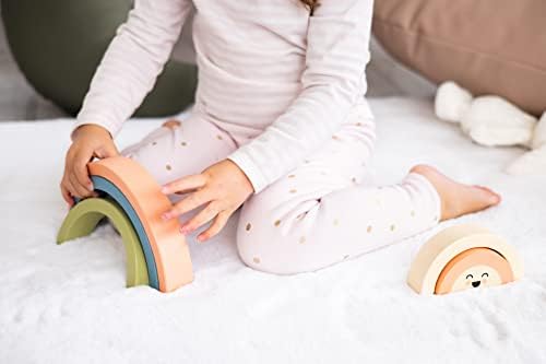 Bundle of Pearhead Large Ceramic Piggy Bank + Pearhead Wooden Rainbow Stacking Toy