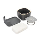 Full Circle Bubble Up Combo — Family Safe, Formaldehyde-Free – Gray Ceramic Soap Dish with Plant-Based Sponge & Bamboo Dish Brush – Versatile Kitchen Scrub Brush Set for Pots, Pans, Counter & Ovens