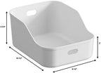 White Plastic Bins/Storage Organizers - Pantry Baskets, Bins for Shelves, Organizer and Storage for Bathroom, Bedrooms, Kitchens and More - Large Size (1 Pack)