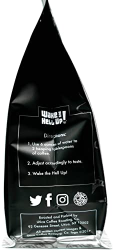Wake The Hell Up! 12oz Ultra-Caffeinated Ground Coffee, Low Acid, Medium-Dark Roast