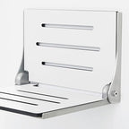 Seachrome Lift-Assist High Back Silhouette Folding Wall Mount Shower Bench Seat with White Frame