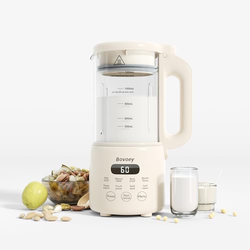 Nut Milk Maker,8 in 1 New Upgrade Soy Milk Maker Automatic for Almond,Oat,Plant-Based Milk and Non-Dairy Beverages,42oz Almond Milk Maker Machine with Delay Start/Self Clean/Boil Water