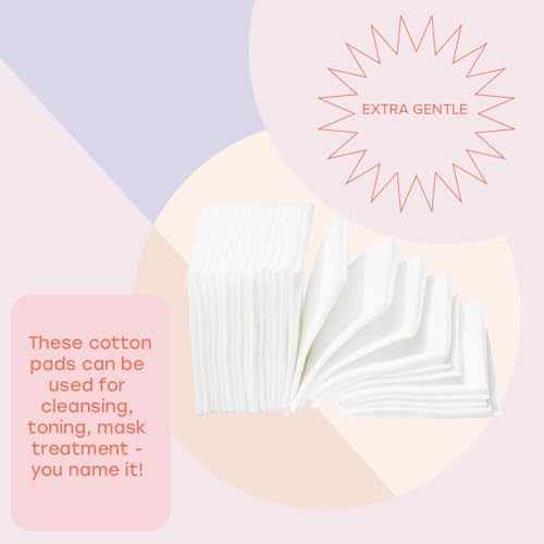 White Rabbit - Naked Cotton Classic - Premium Facial Cotton Pads - for Makeup Remover, Toner, Mask - 100% Cotton, Unbleached, Lint-Free - Extra Soft & Durable - Natural & Cruelty-Free - 500 Count