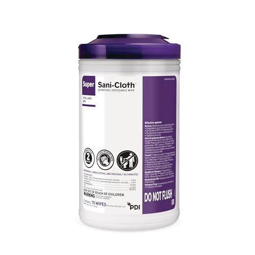 Super Sani-Cloth X-Large Disinfectant Wipes, 6-Pack (450 Count), 75 XL 7.5" x 15" Wipes, Hospital-Grade Surface Cleaning and Disinfecting