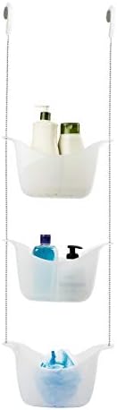 Umbra 022360-670 Bask, White Hanging Shower Caddy, Bathroom Storage and Organizer for Shampoo, Conditioner, Bath Supplies and Accessories, 11-1/4" x 5-1/4" x 36-1/2" h