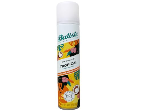 Batiste Dry Shampoo, Tropical Fragrance, Refresh Hair and Absorb Oil Between Washes, Waterless Shampoo for Added Hair Texture and Body, 6.73 OZ Dry Shampoo Bottle