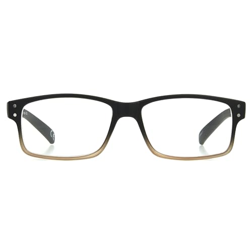 Foster Grant Men's Thomson Rectangular Reading Glasses, Brown/Transparent, 59 mm