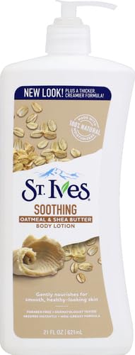 St. Ives Soothing Hand & Body Lotion Moisturizer for Dry Skin Oatmeal & Shea Butter Made with 100% Natural Moisturizers 21 oz (Pack of 2)