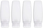 Silicone Travel Bottles for Toiletries TSA Approved Travel Size Containers Set 4 Pack Portable Leak Proof Refillable Cosmetic Squeeze Bottles Shampoo Hair Conditioner Body Lotion Bath Shower Gel