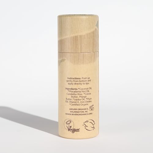 Organic Lip Stain | Vegan + Cruelty Free | Long Lasting, Toxic Free | 2 Colors choose from "Fig" or "Pomegranate", .30 oz (Fig), River Organics Zero Waste Makeup, Plastic Free