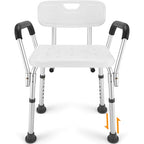 TABEKE Shower Chair for Inside Shower, Heavy Duty Shower Chair with Backrest & Padded Armrest, Height Adjustable Shower Bench, Shower Seat for Bathtub, Elderly and Disabled