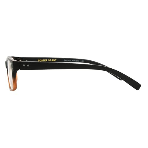 Foster Grant Men's Thomson Rectangular Reading Glasses, Brown/Transparent, 59 mm