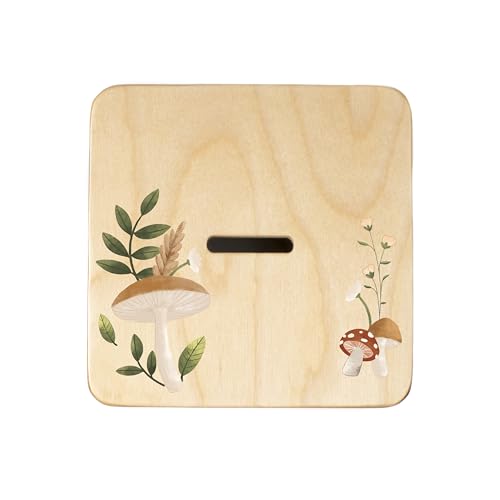 Wooden Piggy Bank for Kids and Adults, Personalized Gift Handmade in USA by BloomOwl, Custom Piggy Bank, Personalized Banks for Kids, Gifts for Baby Boys and Girls (Mushroom)