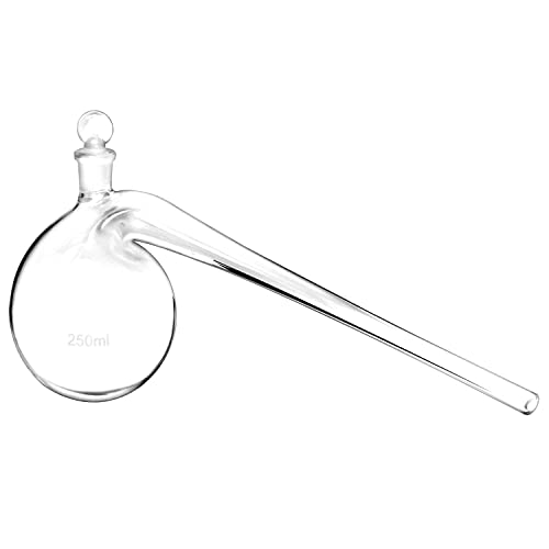 QWORK Distillation Retort, 250ml Lab Distillation Apparatus with Round Bottom and Ground Glass Stopper, for Distilling High Boiling Liquids