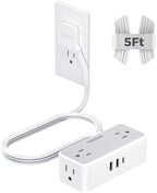 Flat Plug Extension Cord 5 FT, TESSAN Surge Protector Power Strip with 4 AC Outlets 1 USB C and 2 USB A Ports, 900 Joules Protection, Multiple Wall Outlet Extender Suitable for Home Office Dorm