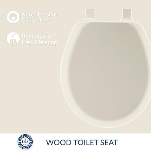 Mayfair Cameron Biscuit Toilet Seat, Non Slip Heavy Duty Wood, Easy Clean, Round