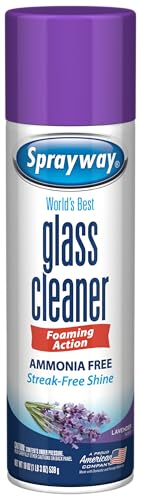 Sprayway Glass Cleaner Lavender Scent Foaming Aerosol Spray, 19oz, Ammonia-Free, Streakless, Fast-Acting | Cleans & Polishes Glass Surfaces | Removes Fingerprints, Dust, Dirt, 6 Count (Pack of 2)