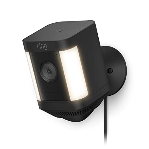 Ring Spotlight Cam Plus, Plug-In | Home or business security with HD video, Two-Way Talk, Color Night Vision, and Security Siren (2022 release) -Black